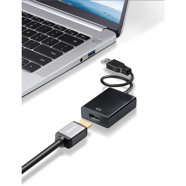 USB till HDMI-adapter, USB 3.0/2.0 till HDMI 1080p videografikkabelkonverterare med ljud för pc Laptopprojektor Hdtv kompatibel med Windows XP 7/8/8.