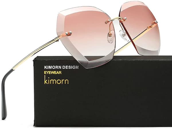 Solbriller til kvinder Oversized Rimless Diamantskåret Linse Klassiske Briller Ae0534