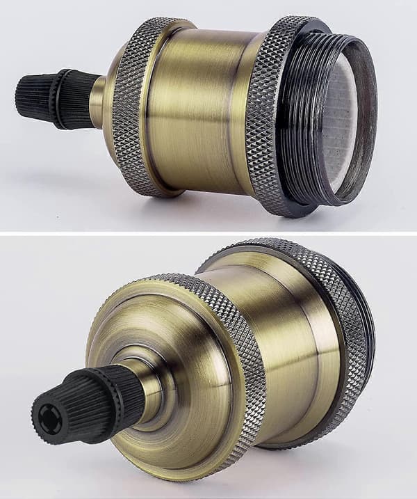 Vintage E27 lampefatning, Edison retro pendellampe, Solid keramisk adapter, 4 stk. blandet fatning