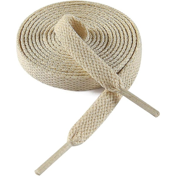 Flate Skotråder 8mm Brede Skotråder For Sneakers  Premium Trener Skotråd  Erstatninger For Sportskotråder Beige 55-  ( 140 cm )