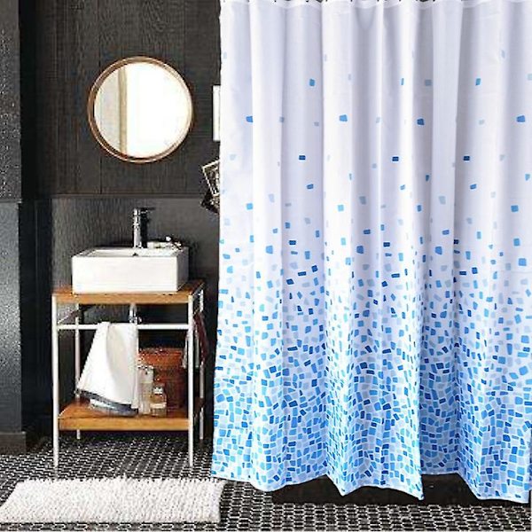Mugg- og muggbestandig dusjforheng 180 x 180 cm (71 x 71 tommer) - Polyester - Mosaikkmønster - Blå