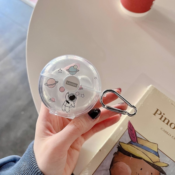 TPU-fodral för Lenovo LP80 Bluetooth-hörlurar, mönstrad, transparent, anti-fall-skydd Planet and Astronaut