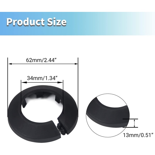 Sovita 0,63\" ulkohalkaisijan laippavesiputken suojus koristelu musta putken suojus patteri Pp muovi 16mm Escutcheon kaulus seinäputken putken koristeluun 34mm 16mm