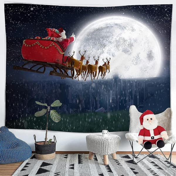Julväggbonad, tomte och älg, estetisk väggbonad för sovrum, vardagsrum, 60 x 50 tum (älg)
