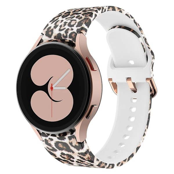 20 mm:n painettu soljellinen ranneke Samsung Galaxy Watch4 Classic 42 mm / 46 mm / Watch4 Active 40 mm / 44 mm -kelloille Brown Leopard