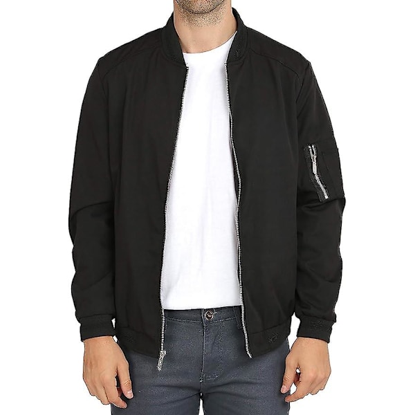 Herr Casual Lättviktsjacka Softshell Flight Bomberjacka Varsity Vindjacka black XL