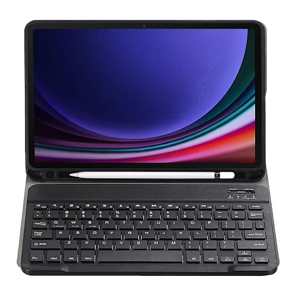 Samsung Galaxy Tab S9 X710/X716B/X718U Bluetooth-näppäimistökotelo PU+TPU Käännettävä tablettikotelo Kynäpaikalla Black