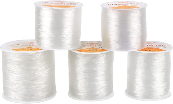 5-pak Assorteret Størrelse Elastisk Snor, Elastisk Armbåndsnor Krystalsnor Perlesnor til Armbånd, Perlearbejde og Smykkefremstilling
