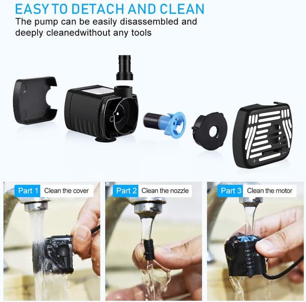USB Vattenpump Fontänpump Dränkbar Vattenpump 3W för Husdjursfontän Vattendispenser DC 3.5-9V Vattenfontänpump