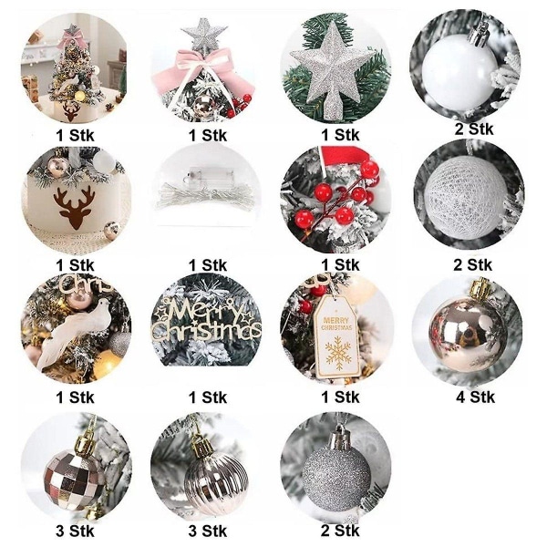 Bordsjulgran, konstgjord minijulgran med LED-lampor och julprydnader, perfekt för inomhus- och utomhusdekoration under semestern Red 60cm