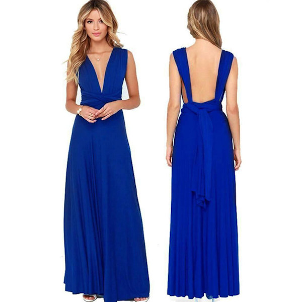 Nya Chiffong Brudtärnklänningar Balklänning Bröllop Ruched Formell festklänning för kvinnor Blue XL