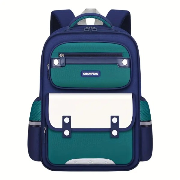 1st enkel mode ryggsäck i kontrastfärg, lätt ryggsäck för ryggradsskydd för grundskolan grön