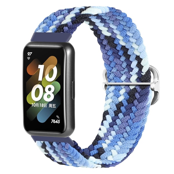 Flätat klockarmband för Huawei Band 7, ersättningsarmband med justerbart spänne Coloful Blue