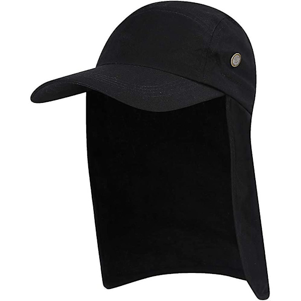 Fiskekeps. Öron- och nackskydd, justerbar, vattentät, Yetsye solskydd, hopfällbar hatt, UV Black