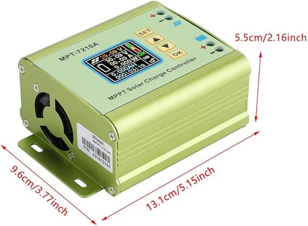 Grønn Solcellepanel Lader, MPT-7210A Aluminium Legering LCD Skjerm MPPT Solcellepanel Ladekontroller for Batteri