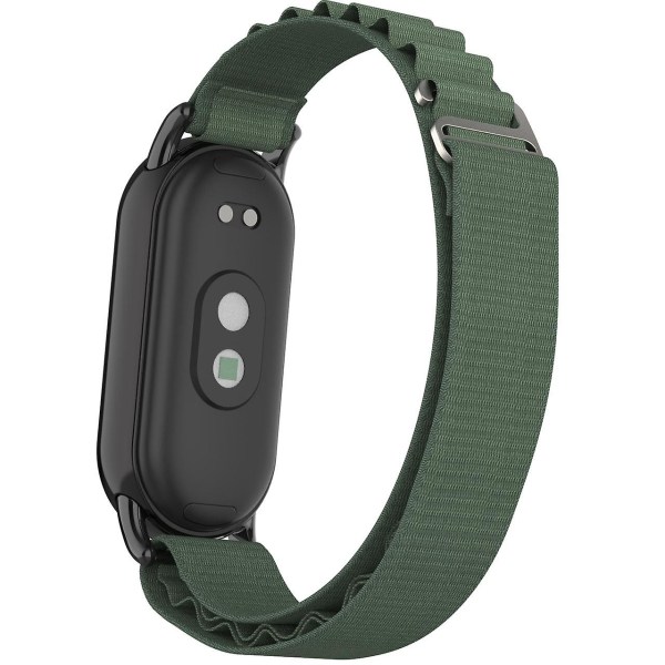 Nylon armband för Xiaomi Smart Band 8 Justerbart ersättningsarmband med svart kontakt Army Green