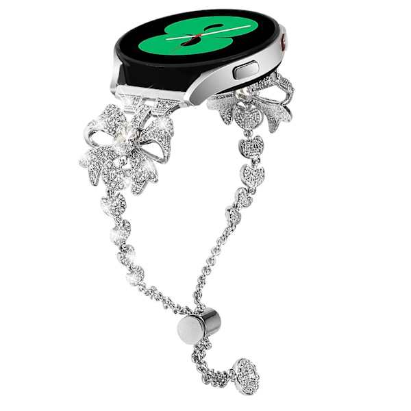 20mm rostfritt stålarmband för Huami Amazfit Cheetah, armband med strass och rosett Silver