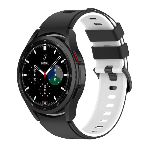 Dubbelfärgat silikonarmband för Galaxy Watch4/5/6 40mm 44mm/Watch6 Classic 43mm 47mm/Watch 5 Pro 45mm Black White