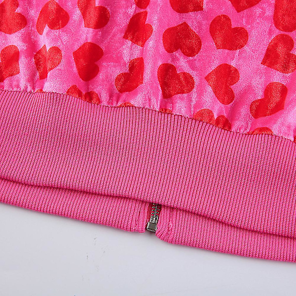 Sød Pink Lynlås Hættetrøje med Hjerteprint til Kvinder - Perfekt Sommer/Efterårs Cardigan Pink M