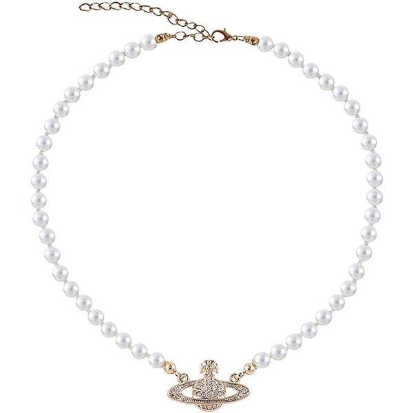 Perlekjeder Hvitt Planet Krystall Rhinestone Halskjede, acsergery Perle Orb