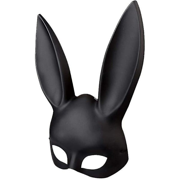 Kaninmaske Svart Maskerade Maske Kanin Øyemaske Med Ører Kaninmaske Kompatibel Med Halloweenfest Gave Matte black