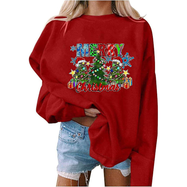 Juletrøjer til kvinder, oversized toppe med juleprint, hold dig varm og festlig