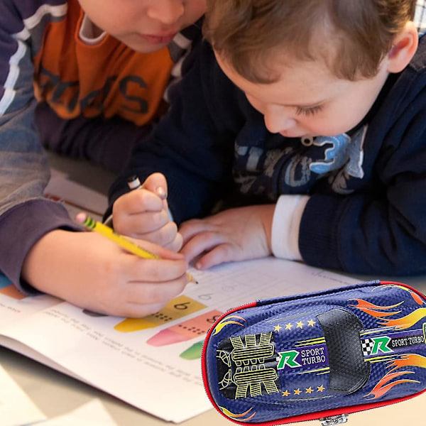 Penneetui Bil Superbil Penneholder Organizer Papirvarer Tegneserie Pennekasse 3d Stor Kapacitet Dark blue