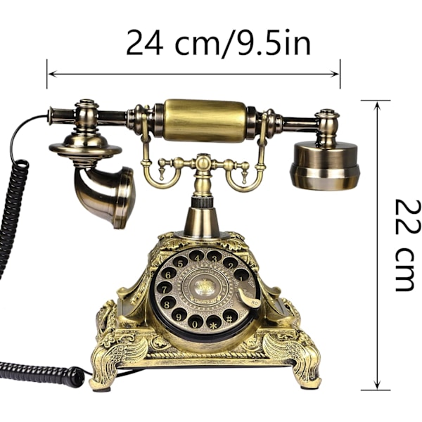 Retro Fasttelefon med Skive, Antikk Telefon med Skive, Imitasjon Resin Fasttelefon, Dekorativ Hjemmekontor Telefon