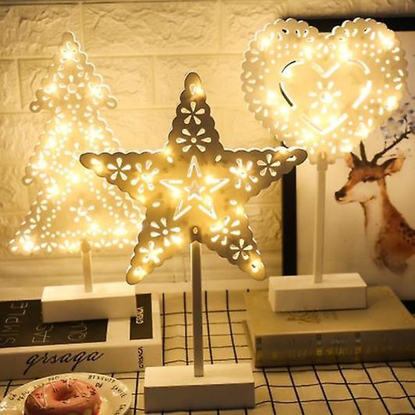 LED Stjerne Rattan Hul Form Bordlampe Juledekoration size1