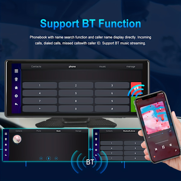 Bilvideospelare för Android-system 10.26\" HD-skärm med stöd för Carplay & Android Auto, GPS, WiFi, DVR-inspelning