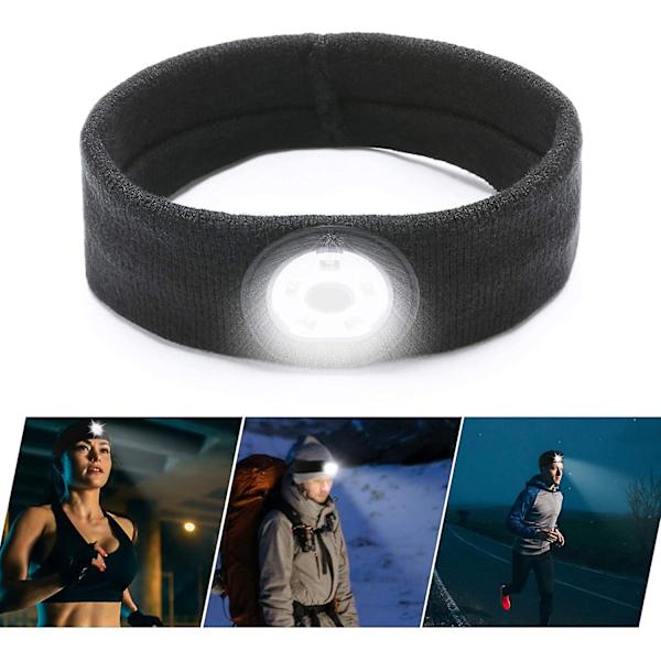 Hikinauha juoksuvalolla, urheilupanta miehille ja naisille, 5 LED-lamppua punaisilla ja sinisillä valoilla, USB-ladattava otsalamppu ulkoiluun, juoksuun, retkeilyyn ja pyöräilyyn