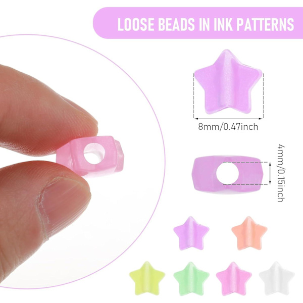 Store Selvlysende Stjerne Spacer Perler - 500 stk. (12 mm)