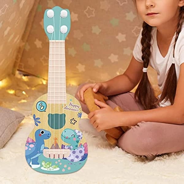 Mini Ukulele Gitarr Leksak Färdighet Förbättrande 4 Strängar Tidig Utveckling Liten Gitarr Dinosaurie Dinosaur