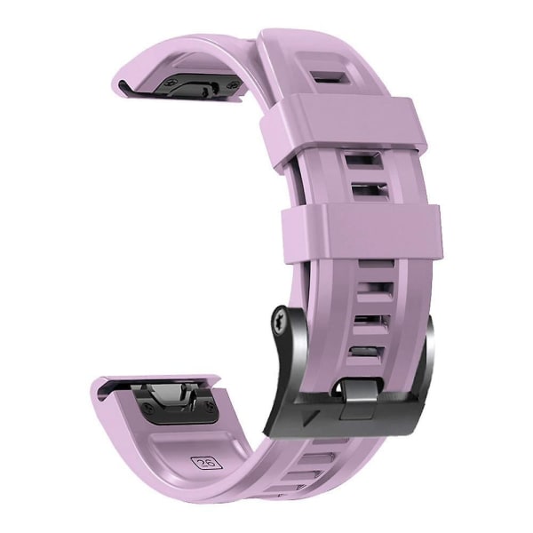 Silikonarmband för Garmin Tactix 7 Pro/Fenix 7X/Fenix 6X Pro, 26 mm, med svart spänne Light Purple