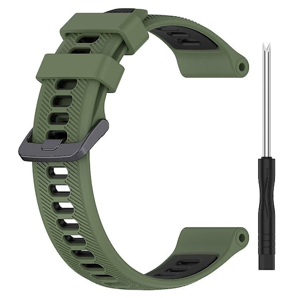 22mm Tvåfärgad Rem i Twill-väv i Silikon till Garmin Forerunner 965/955/945/935/745 Army Green Black