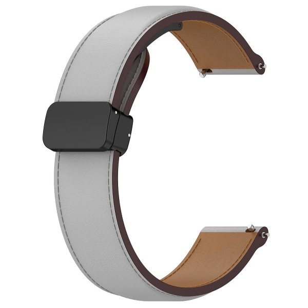 20mm Læder Foldespænde Urrem til Samsung Galaxy Watch6 40mm 44mm/Watch6 Classic 43mm 47mm Grey