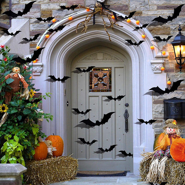 Halloween 3D Lepakot Koriste Muoviset Lepakko Seinätarrat Koti-ikkunan Sisustukseen Juhlatarvikkeet (60kpl) Black 60Pcs