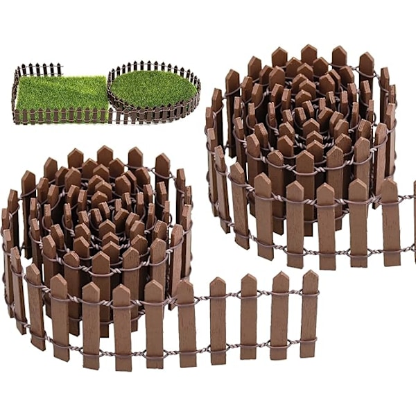 2 Pakk Miniatyr Trestakittgjerde 90*5CM Lite Trestakittgjerde Eventyrhage Juledekorativt Gjerde for Mikrolandskap