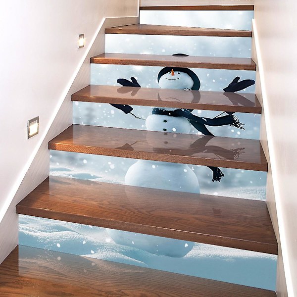 3D Itsekiinnittyvät Portaiden Nousutarra-arkit 39.3\"x 7\" X 6 kpl Jouluteemainen Portaikkotarra