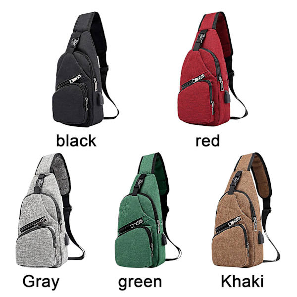 Bästsäljare - Nytt Slings Bag Med Usb-port Mångsidig, En Axelväska Casual Ryggsäck red
