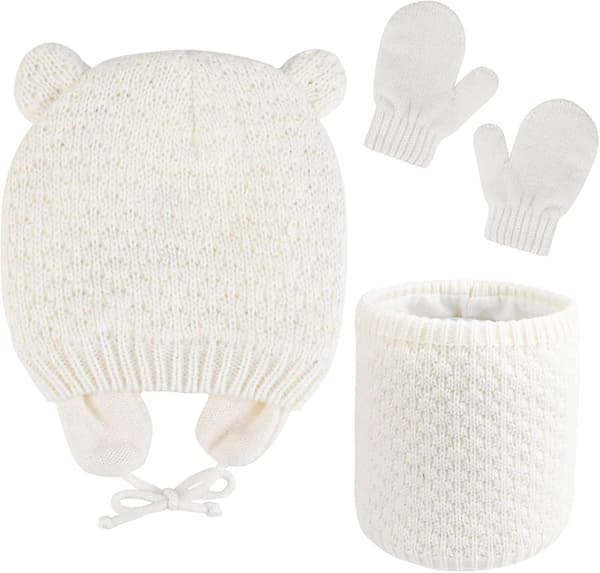 Barn Vinter Varma Mössa Halsduk Vantar Set, 3 I 1 Tjock Fleece Termisk Present