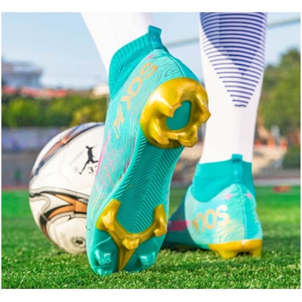Fotbollsskor för män med klotsar, lätta fotbollsskor pojkar, unisex fotbollsskor för barn green EU39