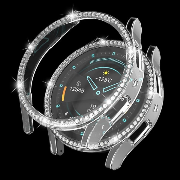 Hårt PC- case cover för Samsung Galaxy Watch6 44 mm, Rhinestone-dekorerat watch ihåligt case Transparent