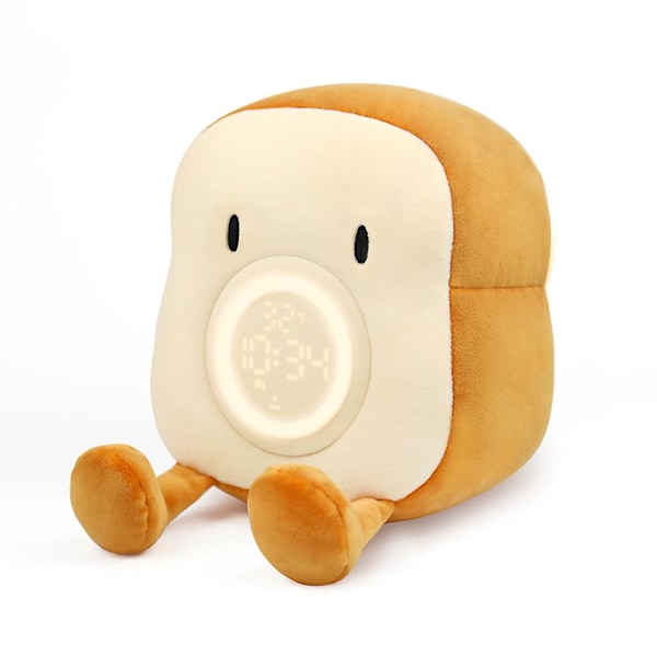 Natlampe Plys, Sjov Toastbrød Plys Sød Fyldt Vækkeur Soveværelse, Sengelampe Pigegave style  style2