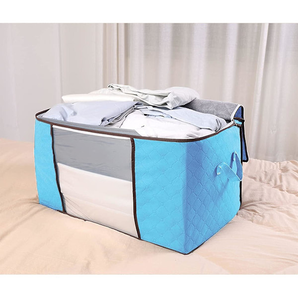 2 stk. 60x40x35 cm Foldbar Opbevaringspose til Tøj med Dobbelt Lynlås, 84L Stor