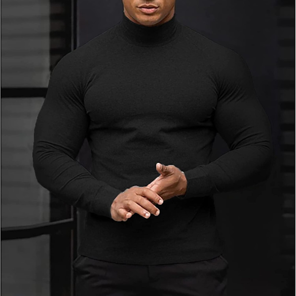 Miesten poolokaulusneuleet, slim fit -mallinen, poolokauluspaita, vapaa-ajan pitkähihainen