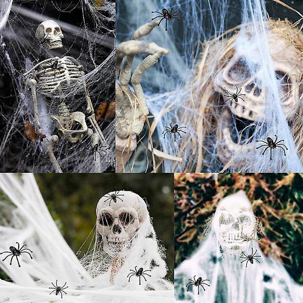 Halloween Dekorasjoner Edderkoppnett 2,5m Halloween Edderkoppnett Svart Falsk Edderkopp Med Trekantet Stort Edderkoppnett For Innendørs Utendørs Hage Hjem