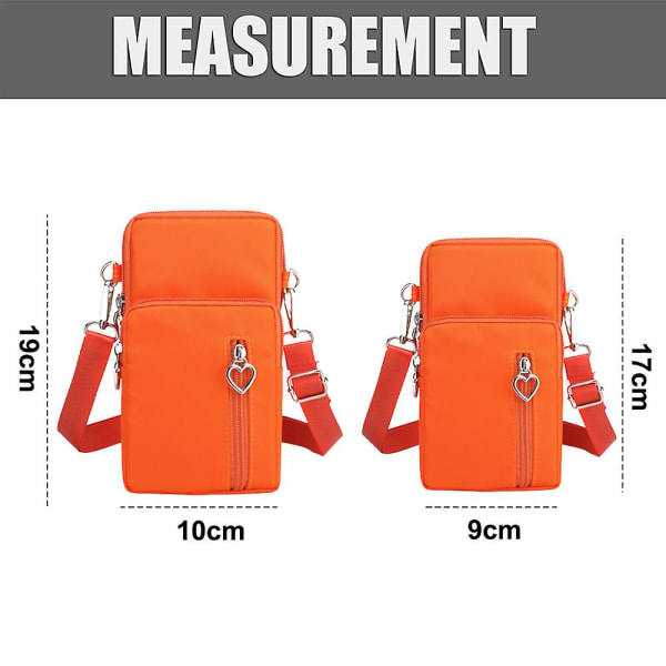 2 st telefonväska plånbok crossbody väska lätta fickor sportarmband väska, 19*10*6cm+17*9*5cm orange