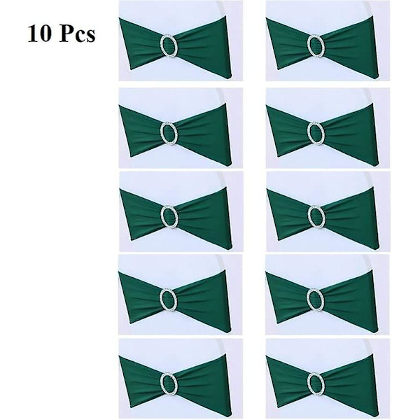 10 stk. Spandex Stol Bånd Sashes Til Bryllupsfest Banket Jul Thanksgiving Baby Shower Event Dekorationer (sort grøn)