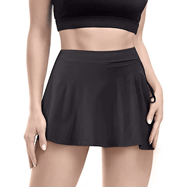 Sorte Tennis Skorts Nederdele Med Lommer Til Kvinder Snørebåndsnederdel Til Pige Atletiske Nederdele Trænings Skorts black XL
